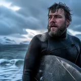 Conditions hivernales de surf en eau froide