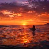 Coucher de soleil pendant une session du soir sur l'eau