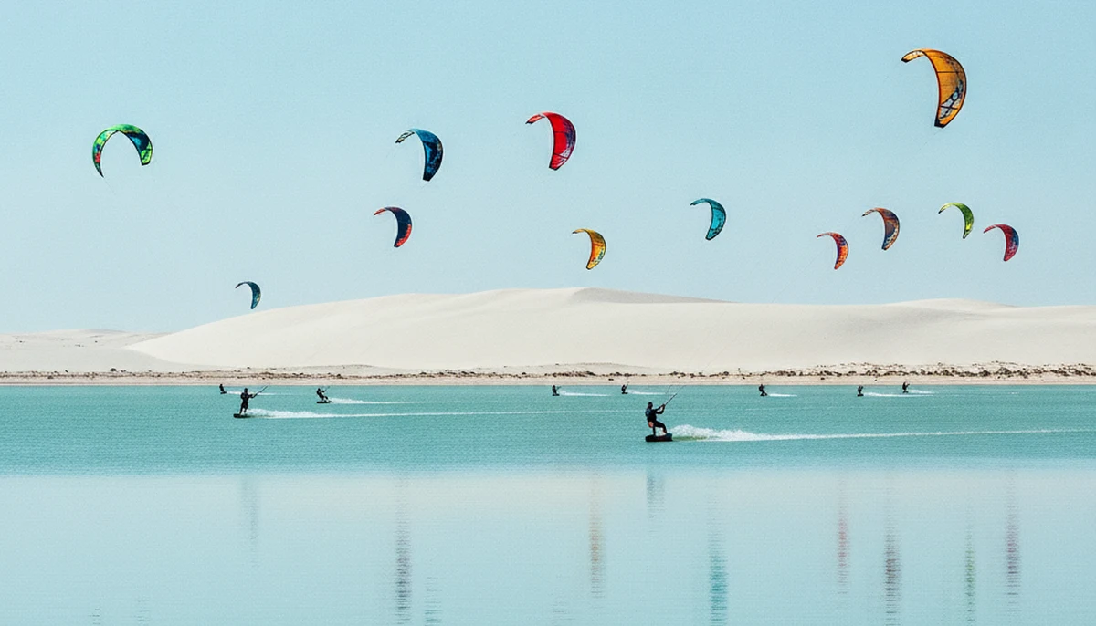 La lagune turquoise de Dakhla, paradis du kitesurf