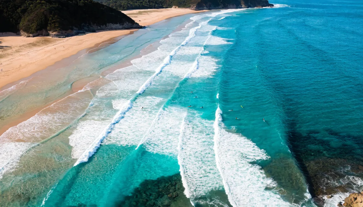 Vue aérienne des vagues à Hossegor, dans les Landes