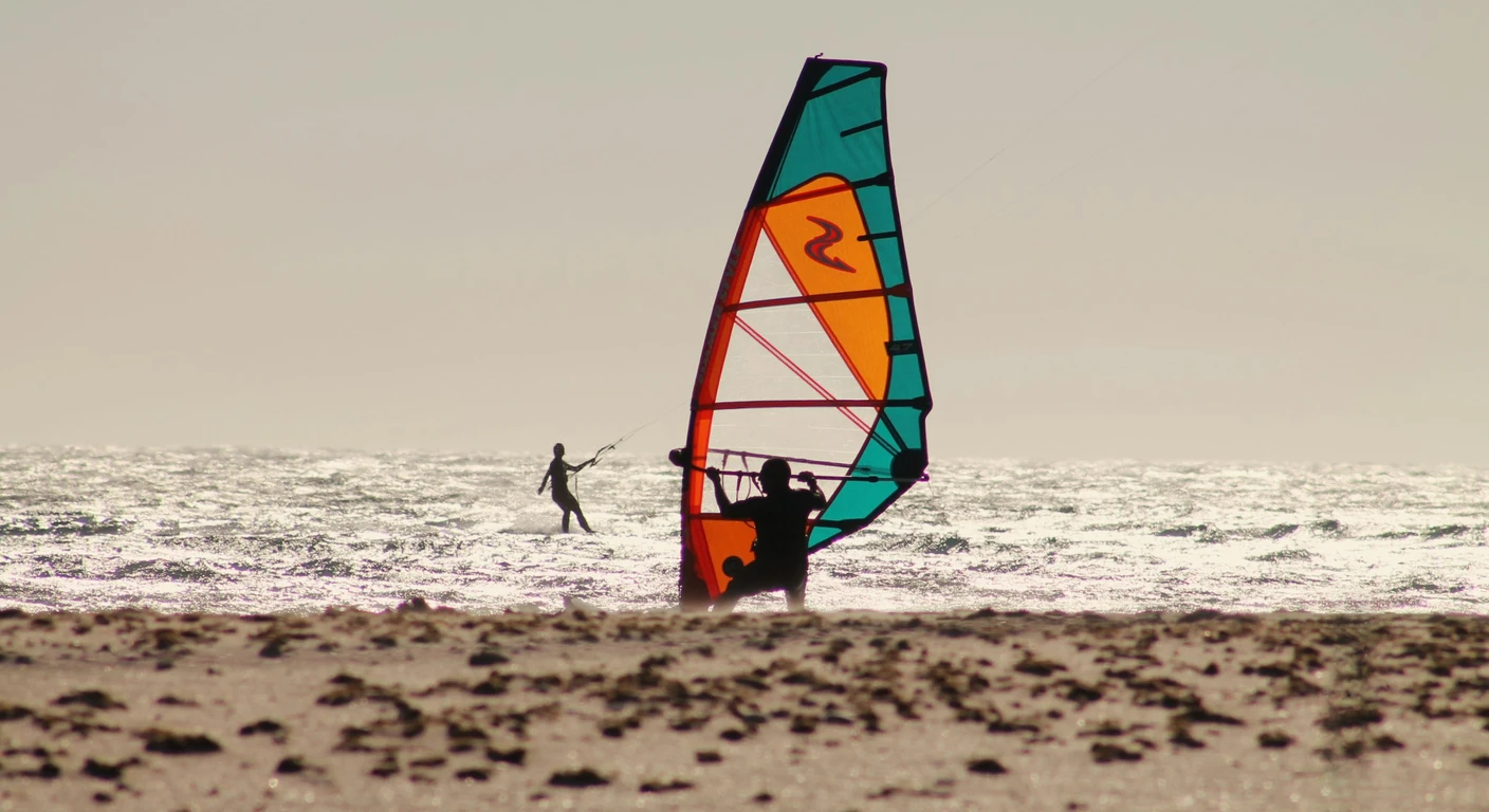 Planche et voile de windsurf, matériel complet