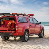Véhicule de secours d'urgence sur une plage, SNSM