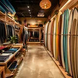 Boutique de surf avec planches en rayon