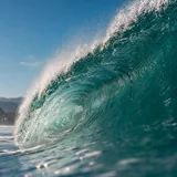 Vague puissante formant un tube océanique